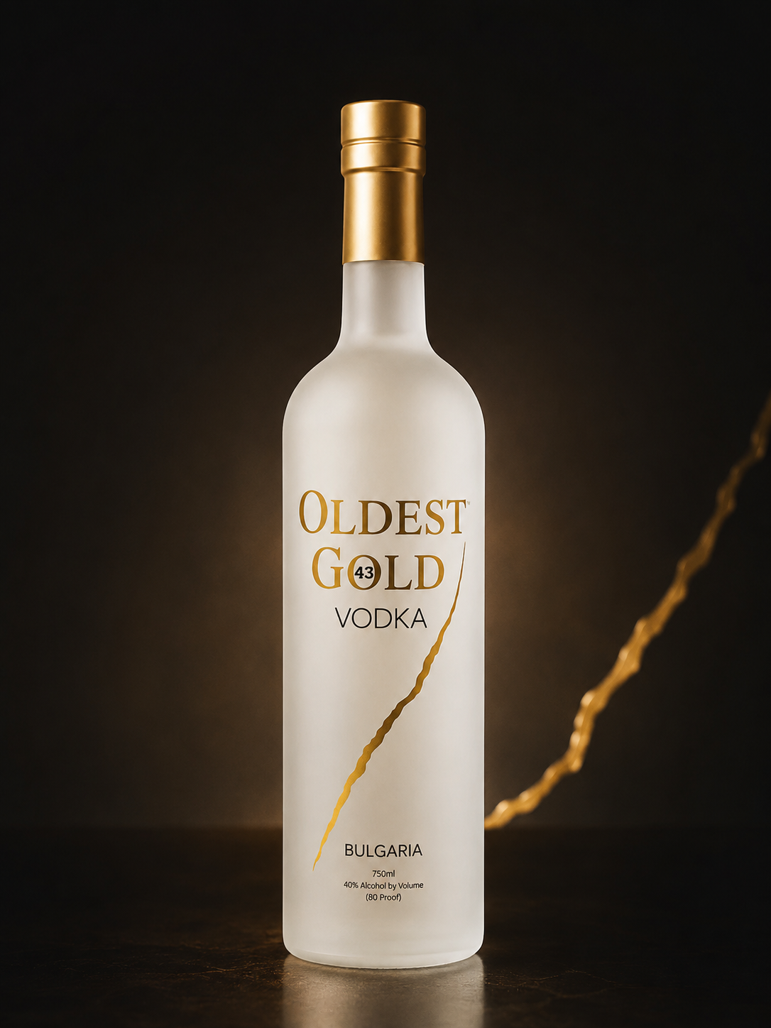 Oldest Gold Vodka bottle with gold cap