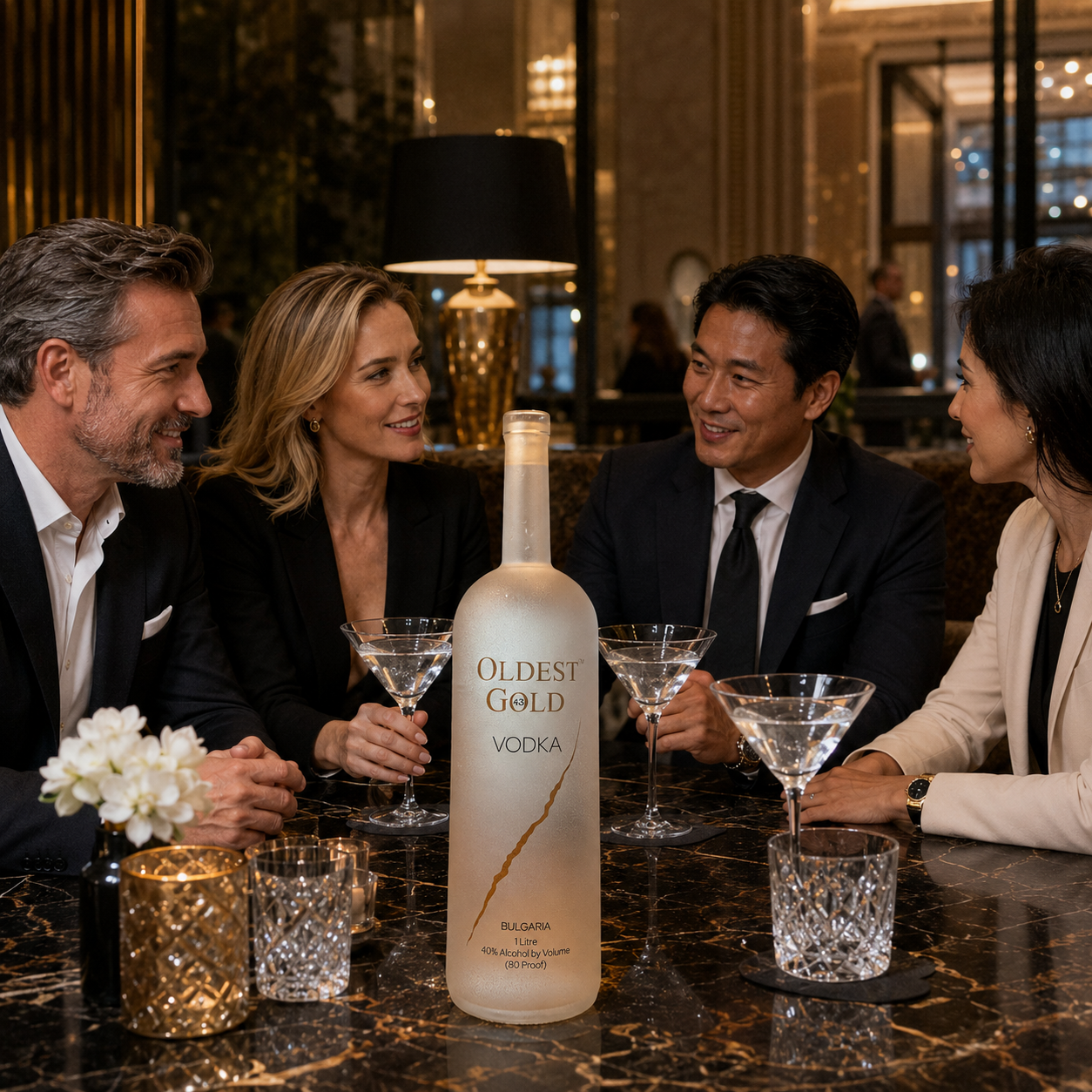 Oldest Gold Vodka at a luxury group dinner