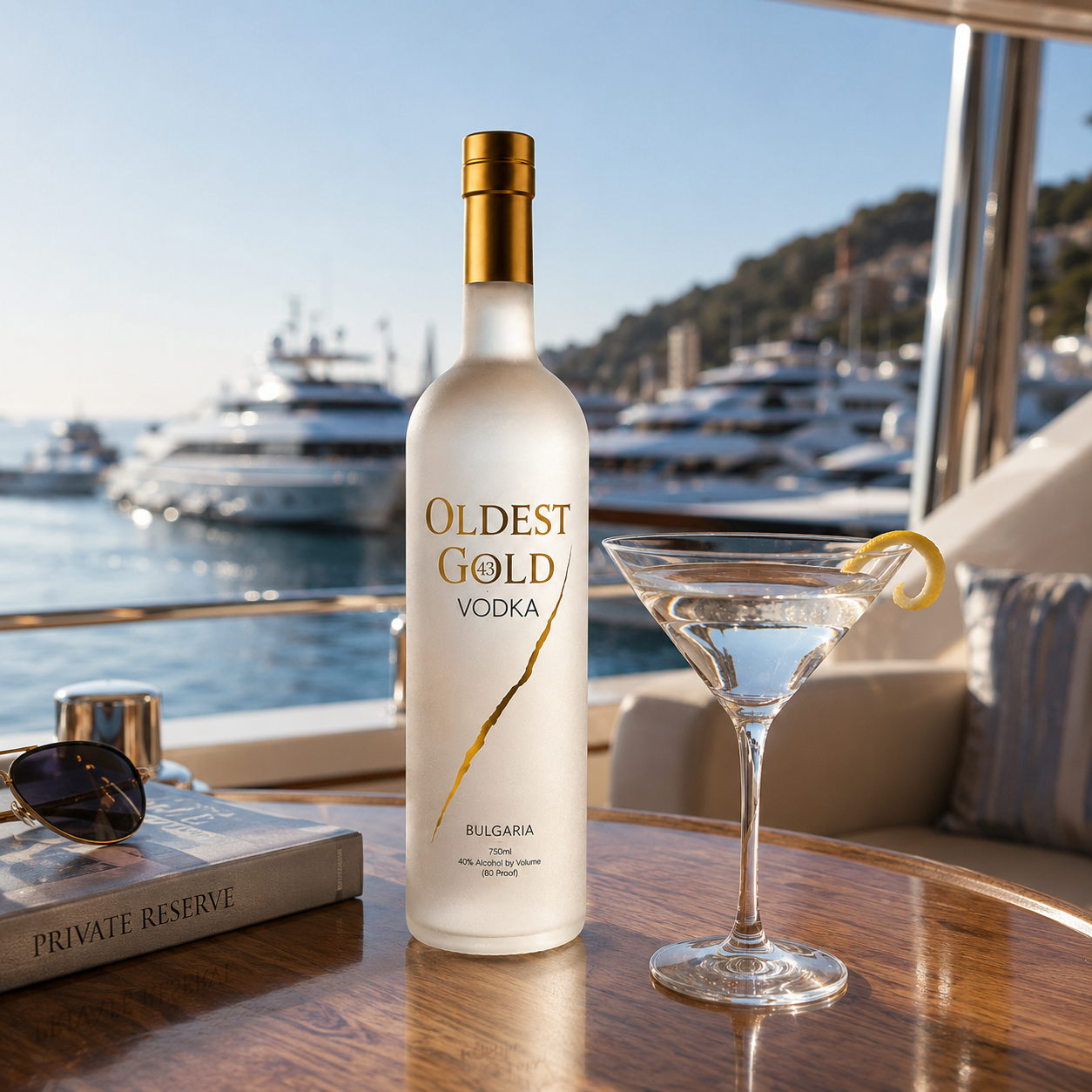 Oldest Gold Vodka served aboard a private yacht
